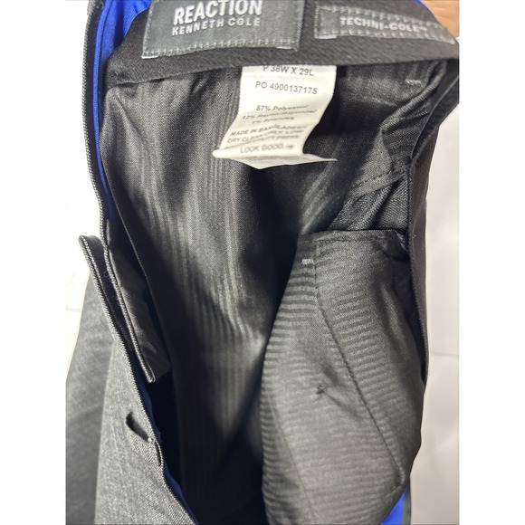 NWT Kenneth Cole Mens Slim fit Dress Pants 38 / 29 Gun Metal Grey Separate Pant - Picture 9 of 10